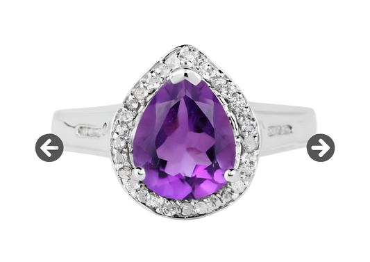 Beautiful Womens Sterling Silver 1.50 CTW Amethyst Size 7 Designer Ring