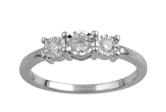 Gorgeous Womens 14K White Gold Over Sterling Silver Diamond Size 8 Designer Ring