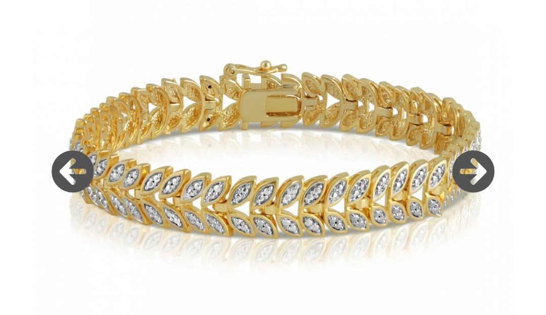 Beautiful Womens 14K Yellow Gold Over Brass 0.02 CTW Diamond 7.5 Inch Designer Petals Bracelet